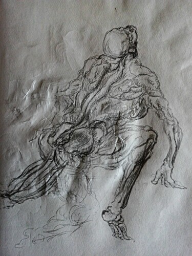 Peinture intitulée "La vie..nb" par Sam Keusseyan Gladiateur, Œuvre d'art originale, Crayon