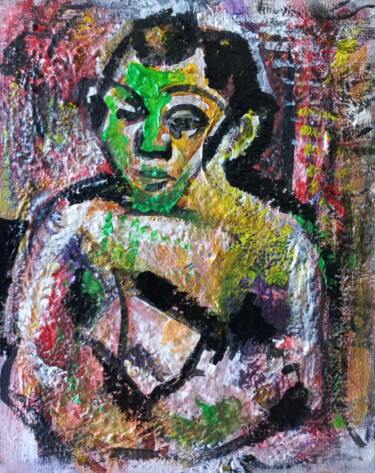 Peinture intitulée "Il pense Picasso.." par Sam Keusseyan Gladiateur, Œuvre d'art originale, Acrylique