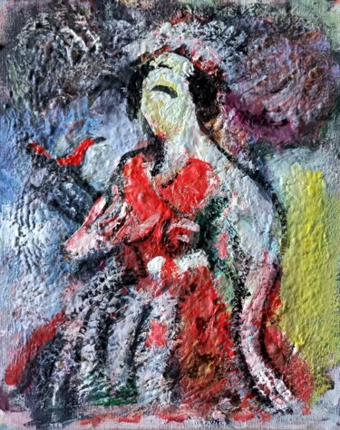 Pittura intitolato "" son amour rouge.."" da Sam Keusseyan Gladiateur, Opera d'arte originale, Acrilico