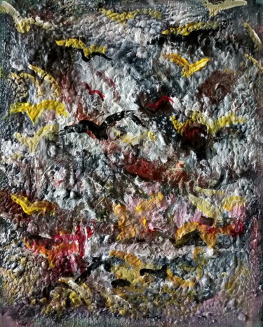 Peinture intitulée "" les corbeaux de m…" par Sam Keusseyan Gladiateur, Œuvre d'art originale, Acrylique