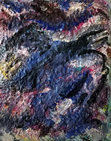 Peinture intitulée "" les corbeaux bleu…" par Sam Keusseyan Gladiateur, Œuvre d'art originale, Acrylique