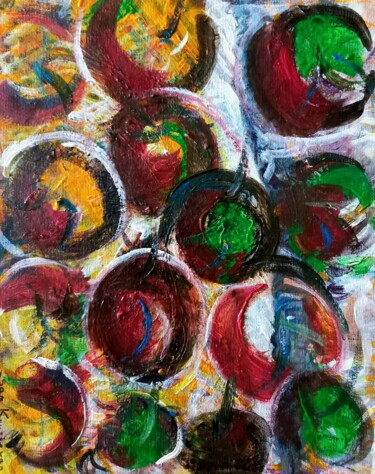 Pintura intitulada "" pommes "" por Sam Keusseyan Gladiateur, Obras de arte originais, Acrílico
