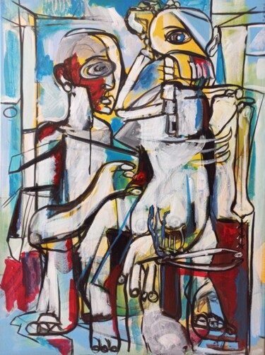 Painting titled "" sans porte sans f…" by Sam Keusseyan Gladiateur, Original Artwork, Acrylic