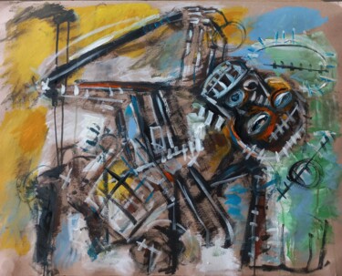 Malerei mit dem Titel "" je m'en vais un j…" von Sam Keusseyan Gladiateur, Original-Kunstwerk, Acryl