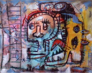 Malerei mit dem Titel "" le temps mange l'…" von Sam Keusseyan Gladiateur, Original-Kunstwerk, Acryl