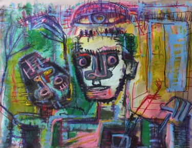 Painting titled "" mes journées d'at…" by Sam Keusseyan Gladiateur, Original Artwork, Acrylic