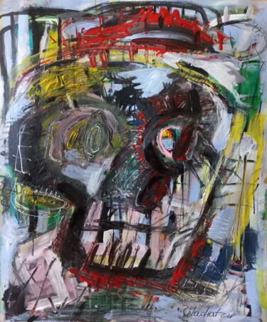 Painting titled "" mon crâne intelle…" by Sam Keusseyan Gladiateur, Original Artwork, Acrylic