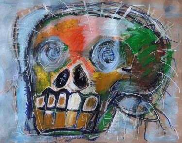 Peinture intitulée "" crâne "" par Sam Keusseyan Gladiateur, Œuvre d'art originale, Acrylique