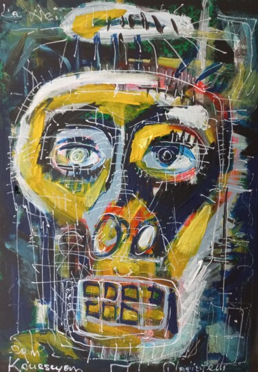 Painting titled "" la vie sur la têt…" by Sam Keusseyan Gladiateur, Original Artwork, Acrylic