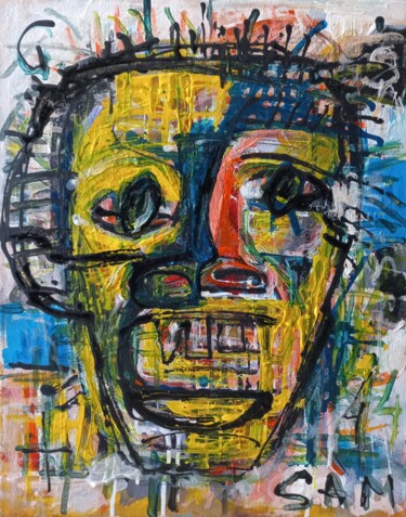 Peinture intitulée "" une tête épineux "" par Sam Keusseyan Gladiateur, Œuvre d'art originale, Acrylique
