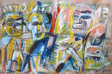 Malerei mit dem Titel "" vie de mèrde.."" von Sam Keusseyan Gladiateur, Original-Kunstwerk, Acryl