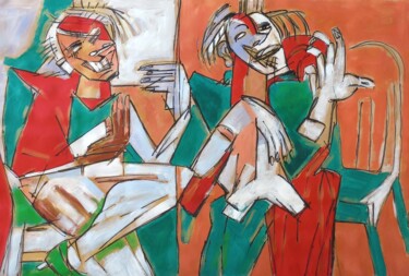 Schilderij getiteld "" les musiciens "" door Sam Keusseyan Gladiateur, Origineel Kunstwerk, Acryl