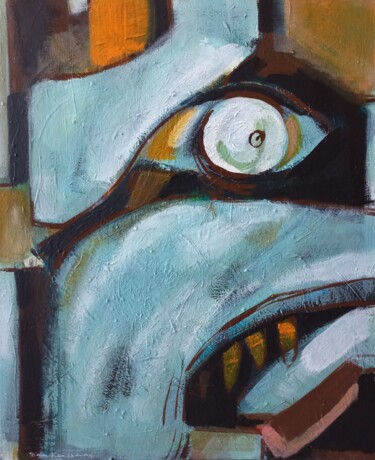 Ζωγραφική με τίτλο "" la peur.."" από Sam Keusseyan Gladiateur, Αυθεντικά έργα τέχνης, Ακρυλικό
