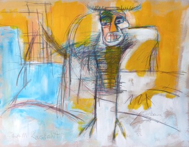 Malerei mit dem Titel "" un corbeau de la…" von Sam Keusseyan Gladiateur, Original-Kunstwerk, Acryl