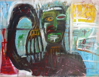 Painting titled "" d'heure de la por…" by Sam Keusseyan Gladiateur, Original Artwork, Acrylic
