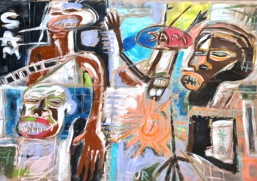 Malerei mit dem Titel "" apers la vie.."" von Sam Keusseyan Gladiateur, Original-Kunstwerk, Acryl