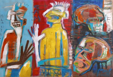 Malerei mit dem Titel "" les rois.."" von Sam Keusseyan Gladiateur, Original-Kunstwerk, Acryl