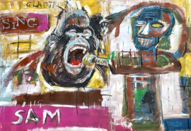 Schilderij getiteld "" SING .."" door Sam Keusseyan Gladiateur, Origineel Kunstwerk, Acryl