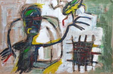Malerei mit dem Titel "" la porte est serr…" von Sam Keusseyan Gladiateur, Original-Kunstwerk, Acryl