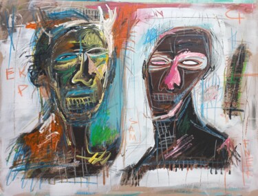 Schilderij getiteld "" l'homme mystère..…" door Sam Keusseyan Gladiateur, Origineel Kunstwerk, Acryl