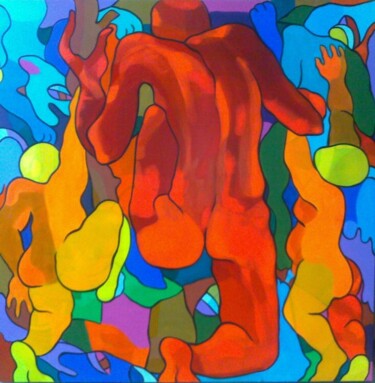 Peinture intitulée ""L'enfer"" par Sam Keusseyan Gladiateur, Œuvre d'art originale, Acrylique