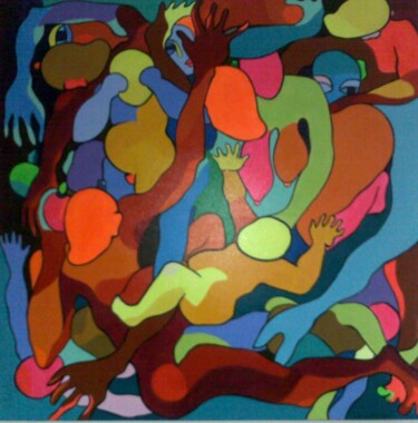 Malerei mit dem Titel ""Bruit de l'enfer"" von Sam Keusseyan Gladiateur, Original-Kunstwerk, Acryl