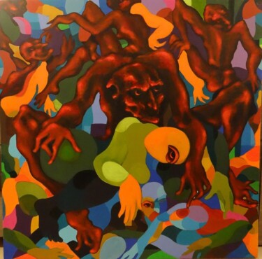 Painting titled ""Personne n'est inm…" by Sam Keusseyan Gladiateur, Original Artwork, Acrylic