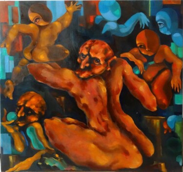 Peinture intitulée ""Ma fatigue"..." par Sam Keusseyan Gladiateur, Œuvre d'art originale, Huile