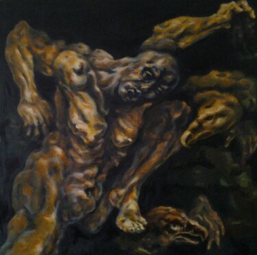 Painting titled "" Ma bataille" ..." by Sam Keusseyan Gladiateur, Original Artwork, Oil