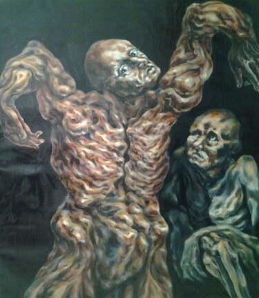 Painting titled ""Ma vie sur la croi…" by Sam Keusseyan Gladiateur, Original Artwork, Oil
