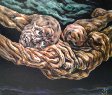 Peinture intitulée ""Je flotte dans l'…" par Sam Keusseyan Gladiateur, Œuvre d'art originale, Huile
