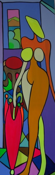 Peinture intitulée "" La femme avec par…" par Sam Keusseyan, Œuvre d'art originale, Acrylique