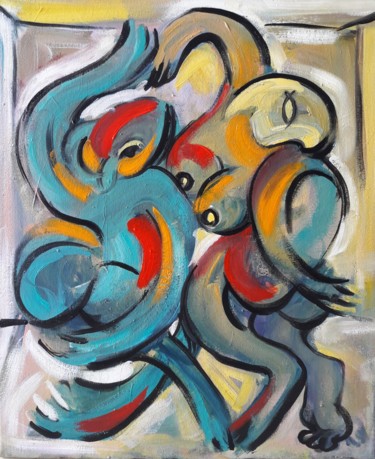 Malerei mit dem Titel "" La joie "" von Sam Keusseyan, Original-Kunstwerk, Acryl