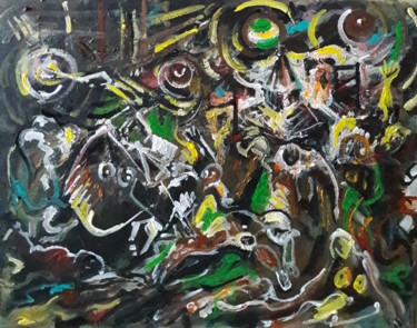 Pittura intitolato "" Les soleils noir.…" da Sam Keusseyan, Opera d'arte originale, Acrilico