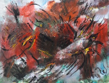Painting titled "" Les pigeons dans…" by Sam Keusseyan, Original Artwork, Acrylic