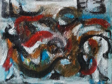Pintura titulada "" l'écharpe rouge.."" por Sam Keusseyan, Obra de arte original, Acrílico