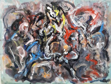 Painting titled "" ..les chevaux en…" by Sam Keusseyan, Original Artwork, Acrylic