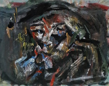 Peinture intitulée "un cigarette dans s…" par Sam Keusseyan, Œuvre d'art originale, Acrylique