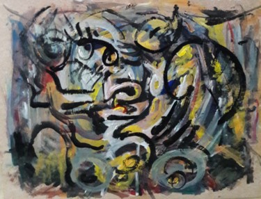 Malerei mit dem Titel "femme taureau 7" von Sam Keusseyan, Original-Kunstwerk, Acryl