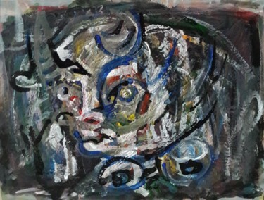 Malerei mit dem Titel "femme taureau 8" von Sam Keusseyan, Original-Kunstwerk, Acryl