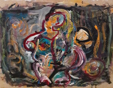 Pittura intitolato "au coucher du soleil" da Sam Keusseyan, Opera d'arte originale, Acrilico