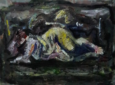 Malerei mit dem Titel "femme d'hiver 3" von Sam Keusseyan, Original-Kunstwerk, Acryl