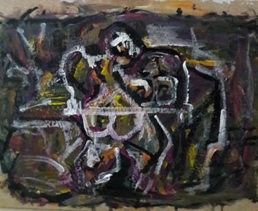 Malerei mit dem Titel "couple femme table" von Sam Keusseyan, Original-Kunstwerk, Acryl