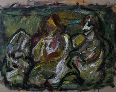 Malerei mit dem Titel "femmes de village" von Sam Keusseyan, Original-Kunstwerk, Acryl