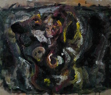 Malerei mit dem Titel "femme se douchent" von Sam Keusseyan, Original-Kunstwerk, Acryl