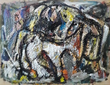 Painting titled "la vache heureuse 1" by Sam Keusseyan, Original Artwork, Acrylic