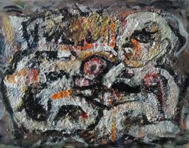 Malerei mit dem Titel "femme sur tapis" von Sam Keusseyan, Original-Kunstwerk, Acryl