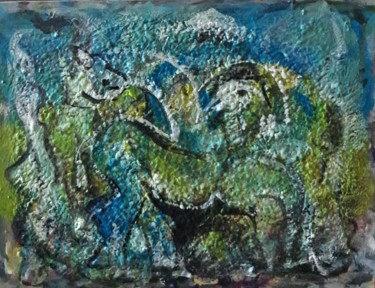 Painting titled "les chèvres d'enfan…" by Sam Keusseyan, Original Artwork, Acrylic