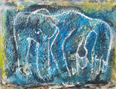 Pintura intitulada "de l'âge pierre 2" por Sam Keusseyan, Obras de arte originais, Acrílico