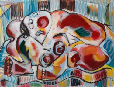 Malerei mit dem Titel "femme de printemps" von Sam Keusseyan, Original-Kunstwerk, Acryl